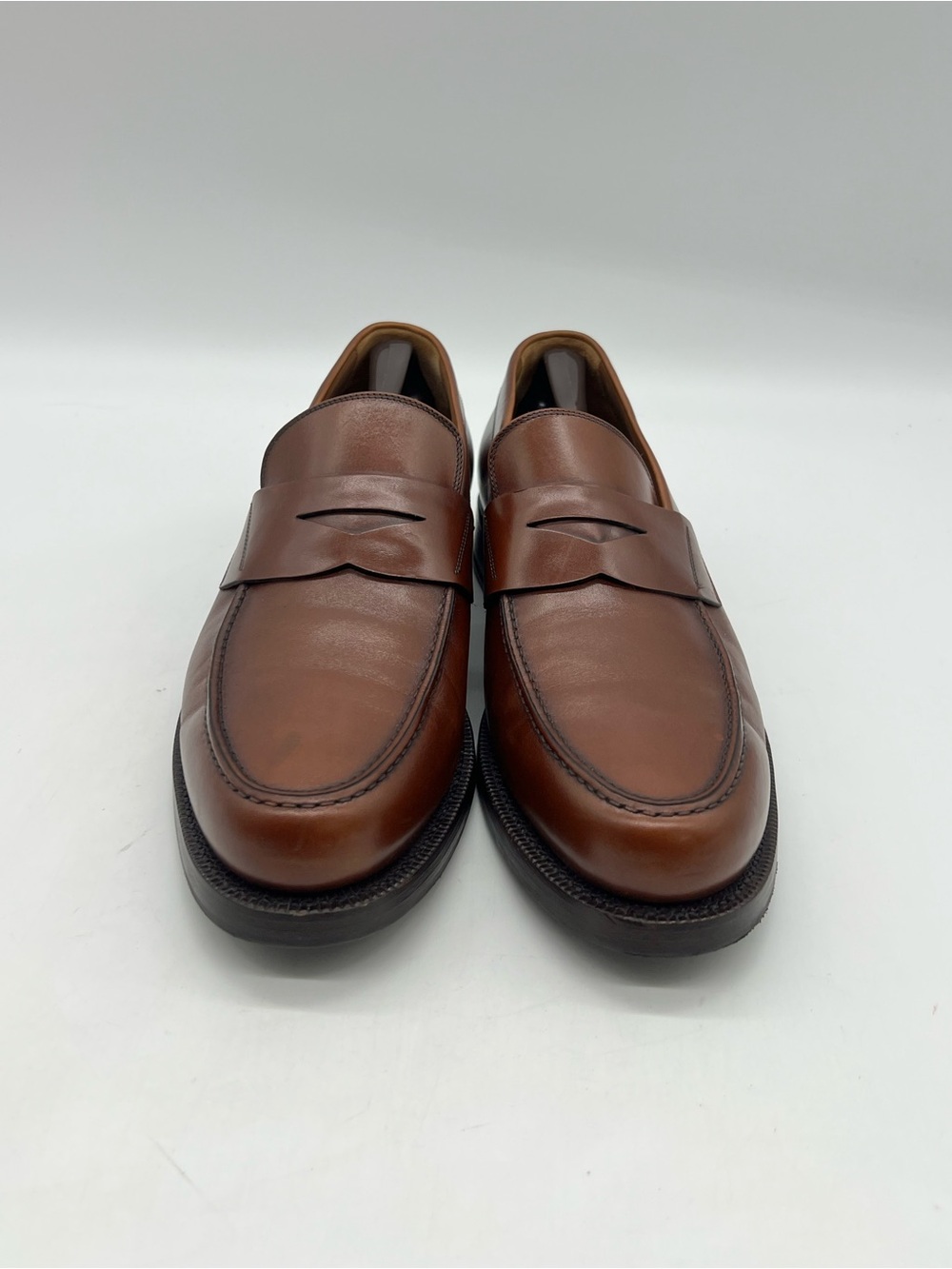 Sid Mashburn Men 12.5 Brown Leather Handmade Penny Loafers Italian Dress Shoes.
